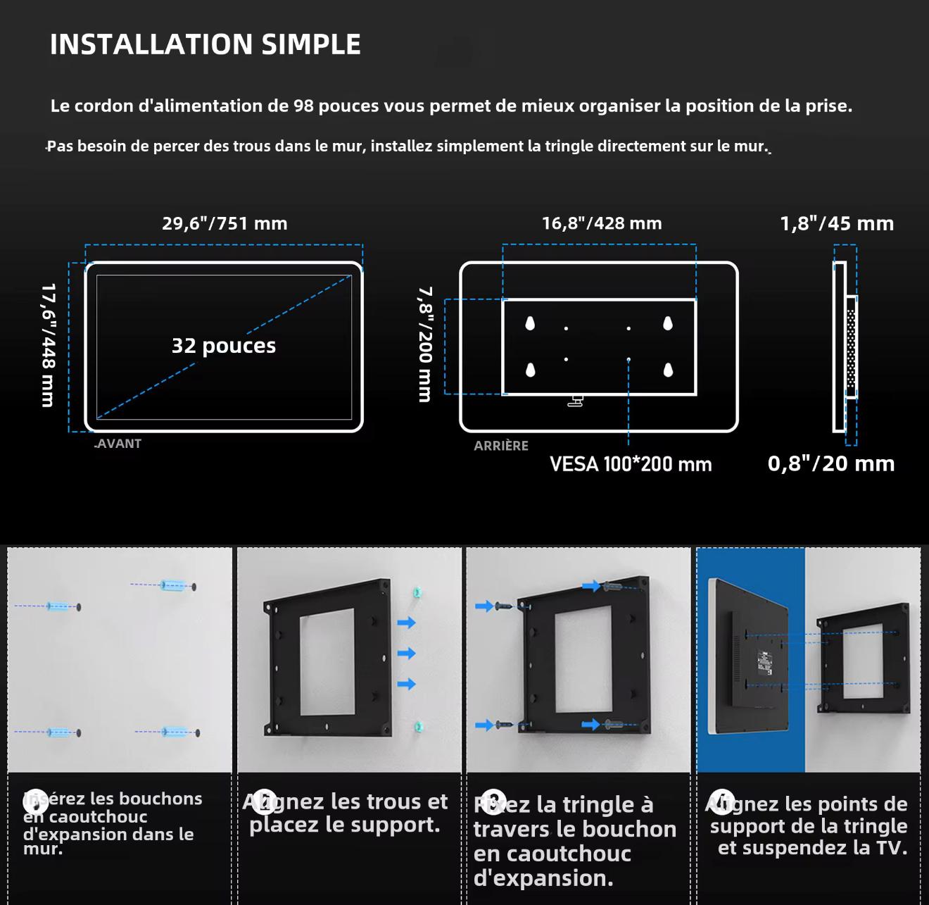 Miroir Écran 4K Intégré - Saphea